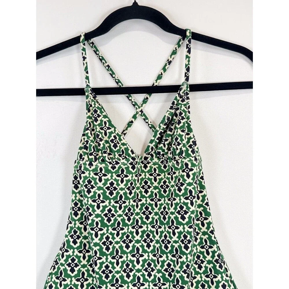 NEW Madewell Womens Swimsuit Green One Piece V Neck Crossback Low Scoop Back 4